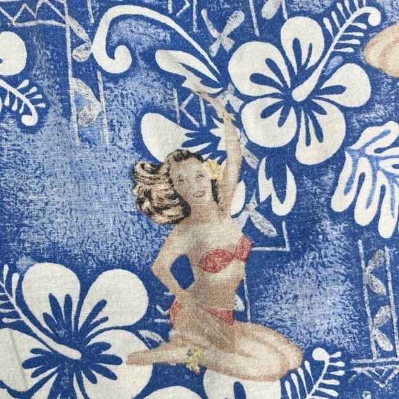 Roundy Bay Vintage Hula Girl Hawaiian Shirt Short Sleeve Button Up Sz L EUC - Picture 5 of 8